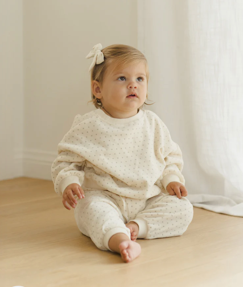 Baby Girl Velour Relaxed Sweatshirt Polka Dot