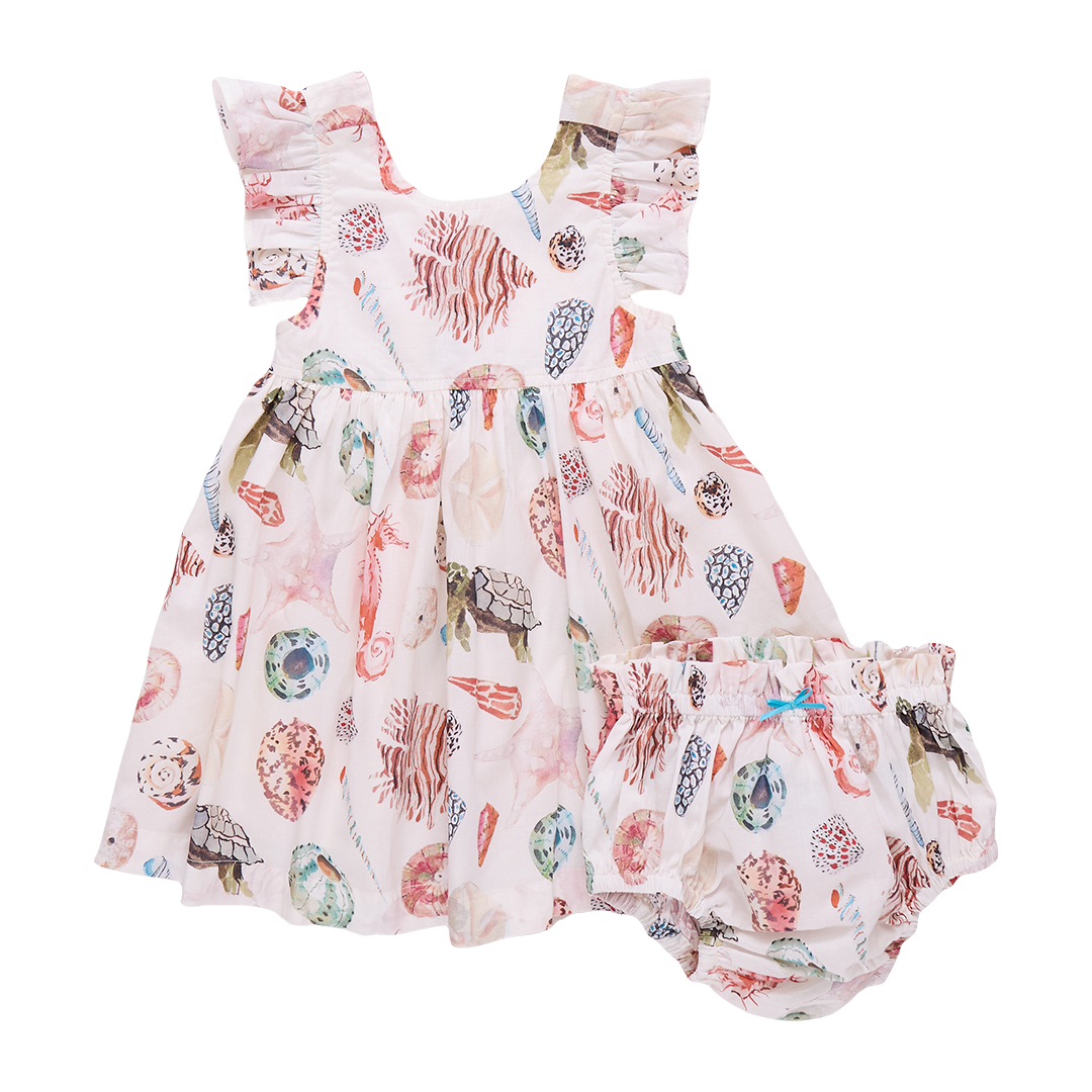 Baby Girl Liv Dress Set - Watercolor Shells