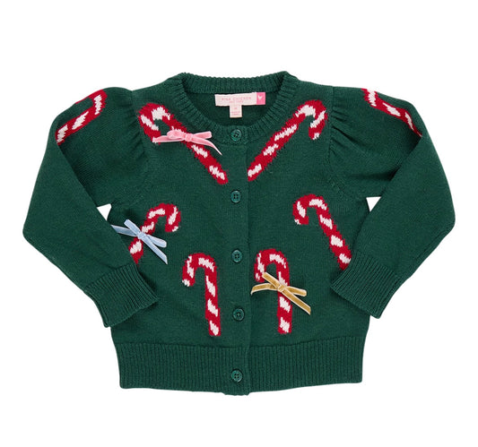 Green Candy Cane Bows Sweater | 2-6