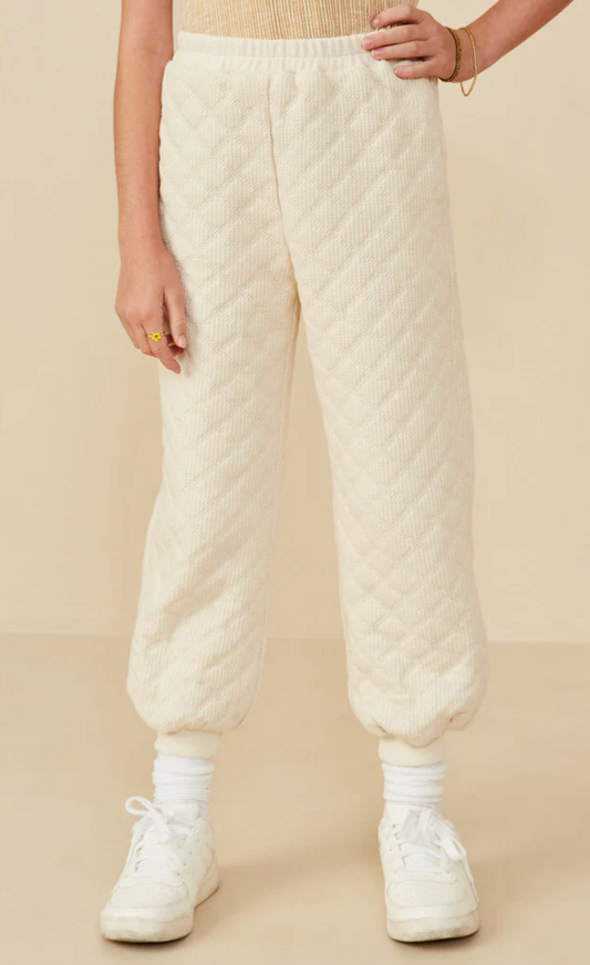 quilted elastic waist knit pants