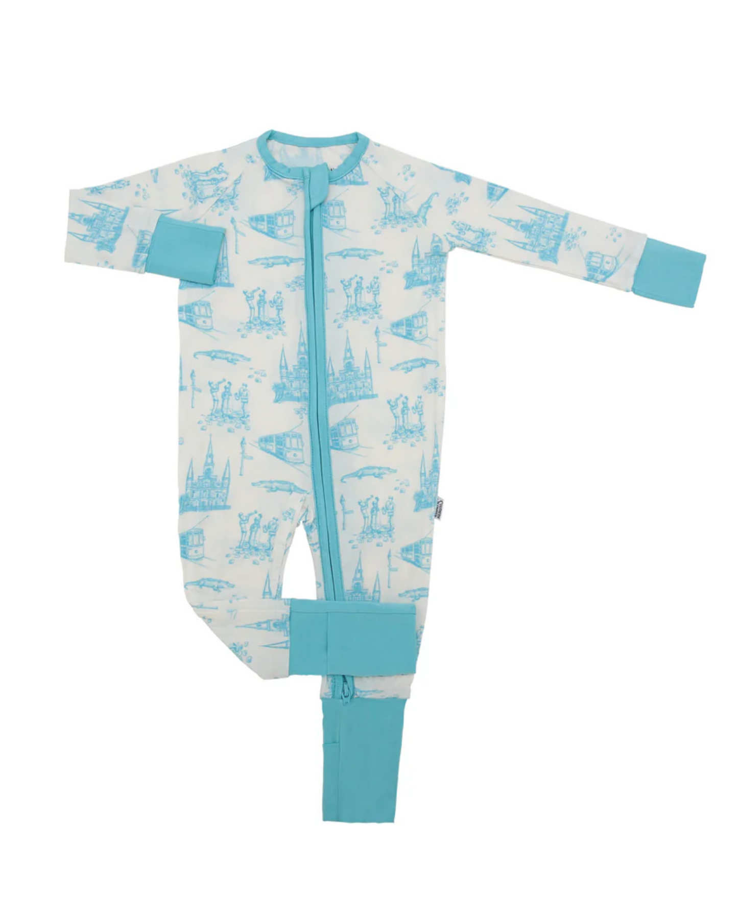 Baby Blue Toile Double Zipper Sleeper