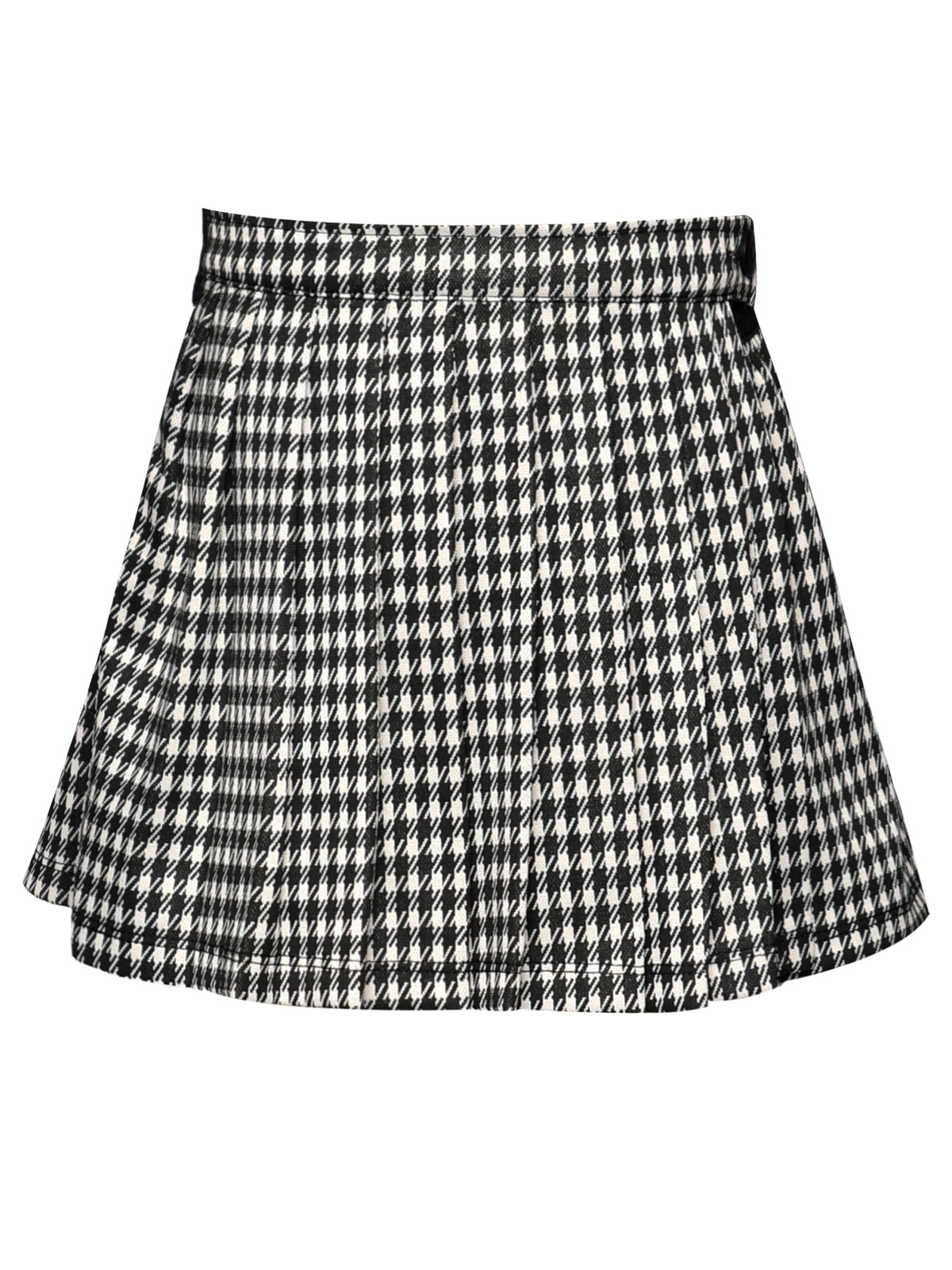 Houndstooth knit pleat skort