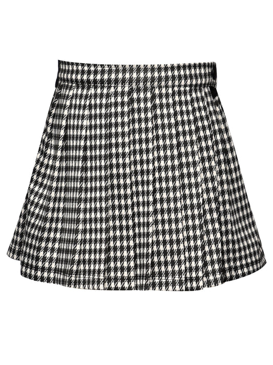 Houndstooth knit pleat skort