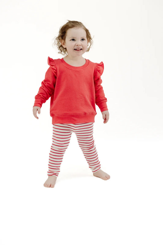 Stripe Vintage Red Sweatshirt and Leggings | 2-6