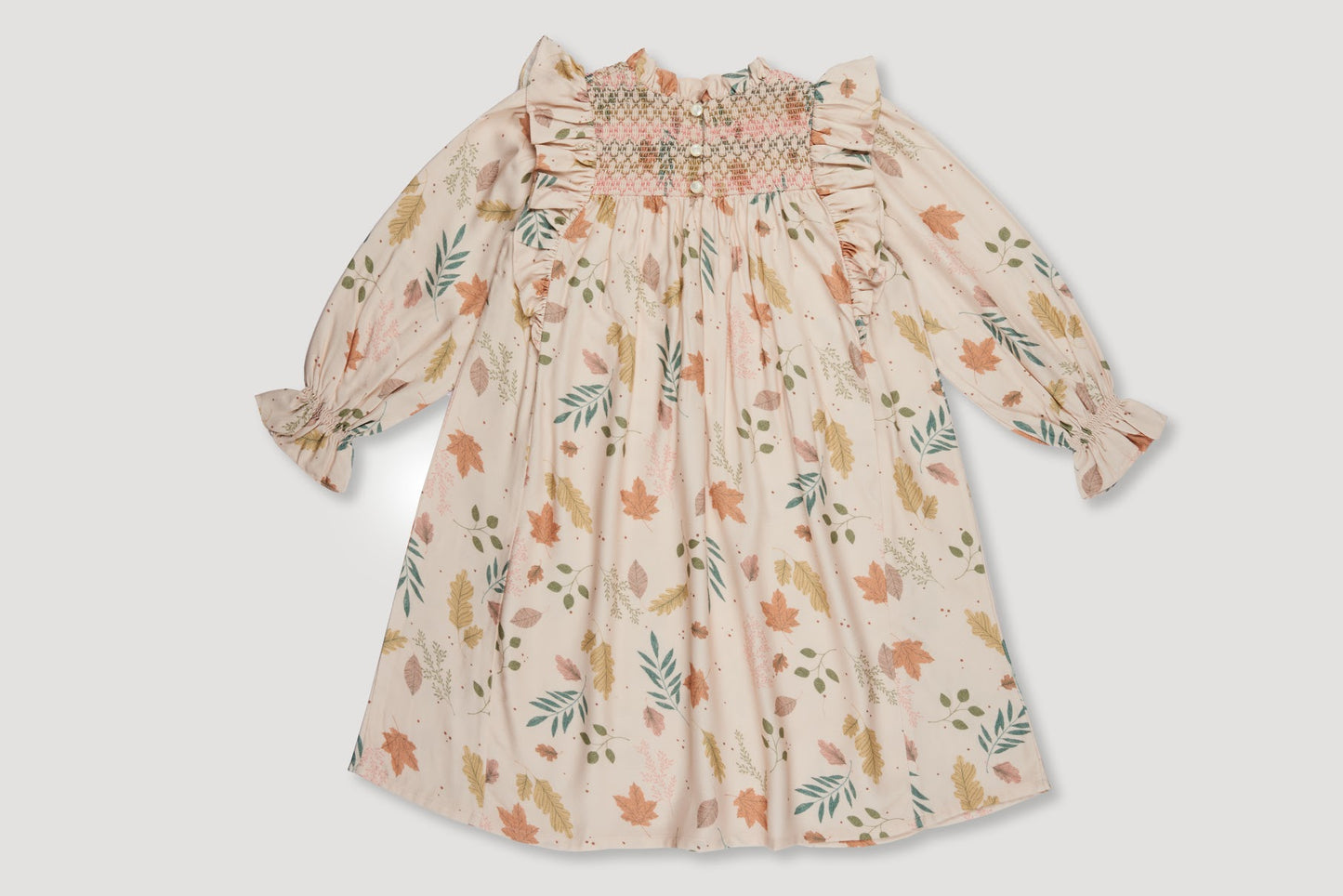 Girls Falling Leaves Printed Dress ( 2-6 )