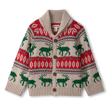 winter elk shawl collar cardigan