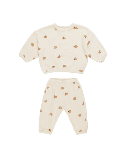 Boys Waffle Slouch Set - Pumpkins