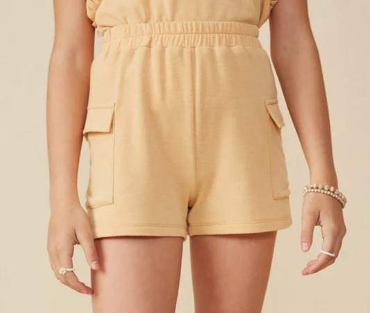 cargo pocket french terry knit shorts