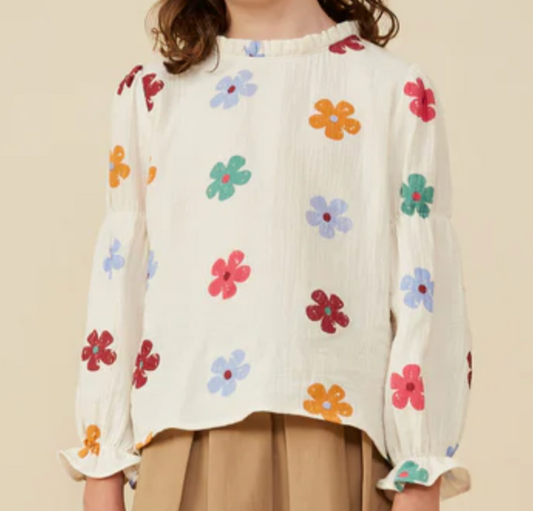 gauze texture peasant sleeve top