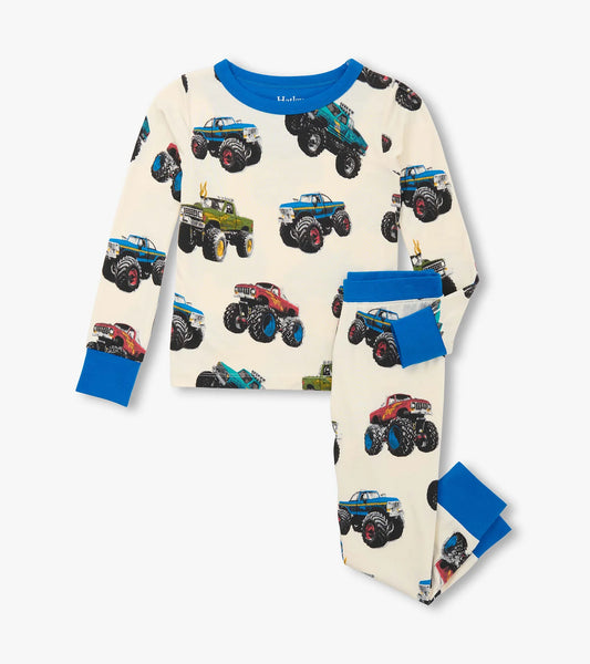 mega monster truck bamboo pajama set