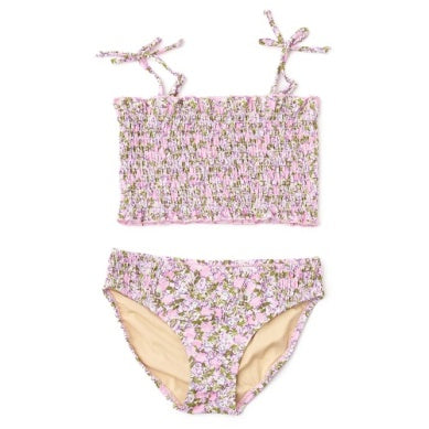 Blushing Blooms Smocked Two Piece Swimsuit 7-12
