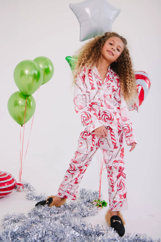 Girls Sweet Winter Silky Pajama Set  ( 7-16 )