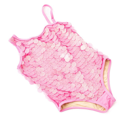 Pink Paillette One Shoulder Swimsuit (7-8)