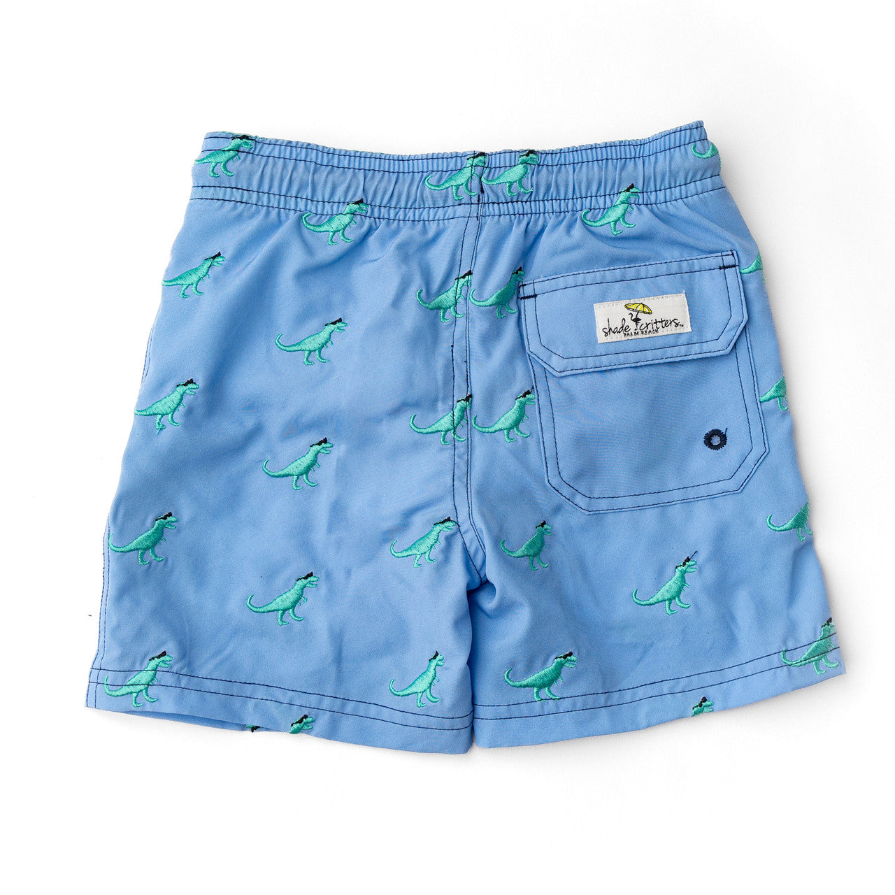 Shadey Dinos 4 Way Stretch Water Appearing Embroidered Swim Trunks